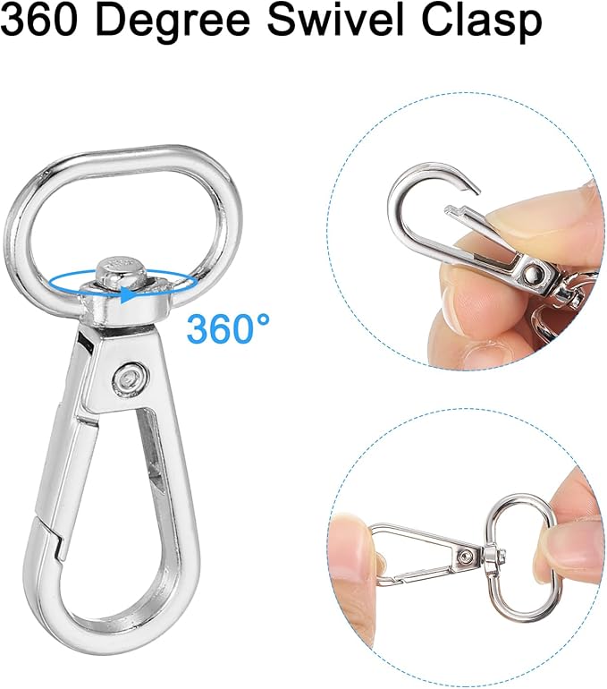 uxcell 12 Pcs Swivel Clasp Hook, 0.59" Purse Snap Clasps Detachable for Bag, Silver