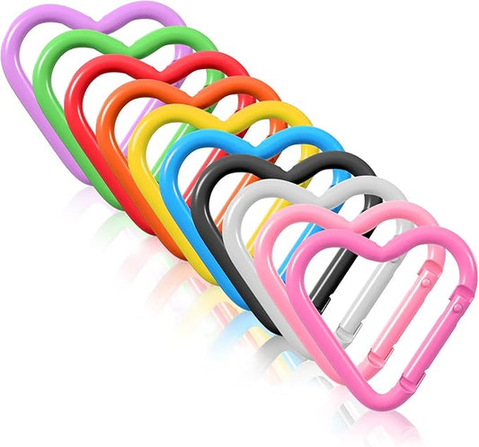 10 PCS Cute Heart Carabiner Heart Shape Keychain Clips Small Carabiner Clips Mini Snap Hooks for Hiking Camping Fishing Traveling Key Chain Clip Accessories