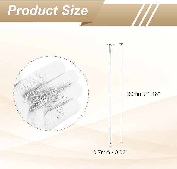 HARFINGTON 100pcs Flat Head Pins 1.18" 30mm Needles Bulk for Earring Pendant Necklace Bracelet Charm Jewelry Making Findings DIY Craft, Silver Tone