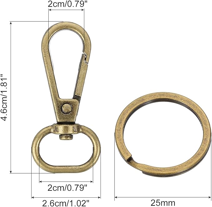 uxcell 12 Pcs Swivel Clasp Hook, 0.59" Purse Snap Clasps Detachable for Bag, Bronze