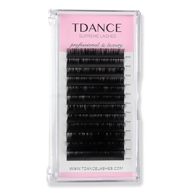 TDANCE Lash Extension Matte Black Eyelash Extension C CC D DD J B L Curl Volume & Classic Lash Extensions 0.03-0.18mm Thickness Professional Salon Use(0.18-C,14-19 mm)
