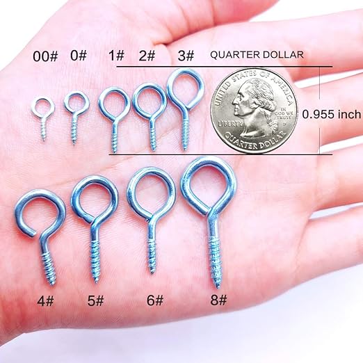 Small Metal Eye Hooks - 90 Pieces, Black Zinc Plated, Cup Hooks, Self Tapping Screws, 0.79 Inch