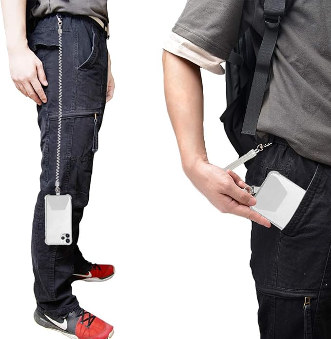 Doormoon Phone Tether with Patch, Universal Straps 2 Pcak Anchor for Skiing Kayaking Fishing Paddles Anti-drop Lanyard Compatible for iPhone Samsung Pixel Most Smartphones (Transparent)