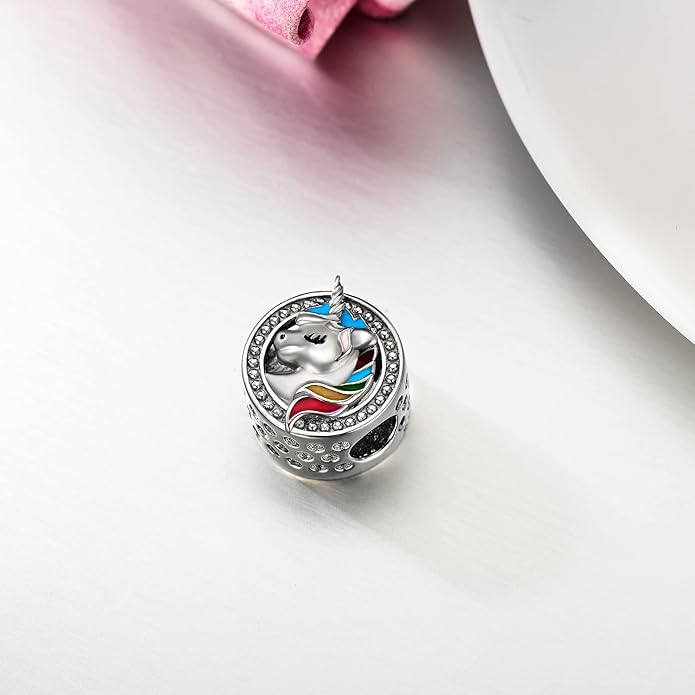 LONAGO 925 Sterling Silver Personalized Photo Charm Fit Compatible for Bracelet Necklace Customized Heart Round Shape Picture Bead