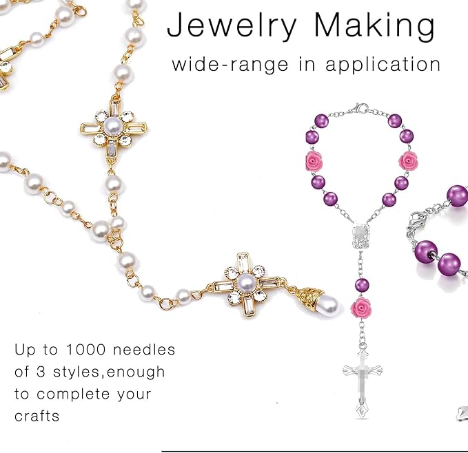 Jewelry Making Head Pins and Eye Pins Set, 1000 Pieces, Stainless Steel, Mixed Finishes (Mixed Color)