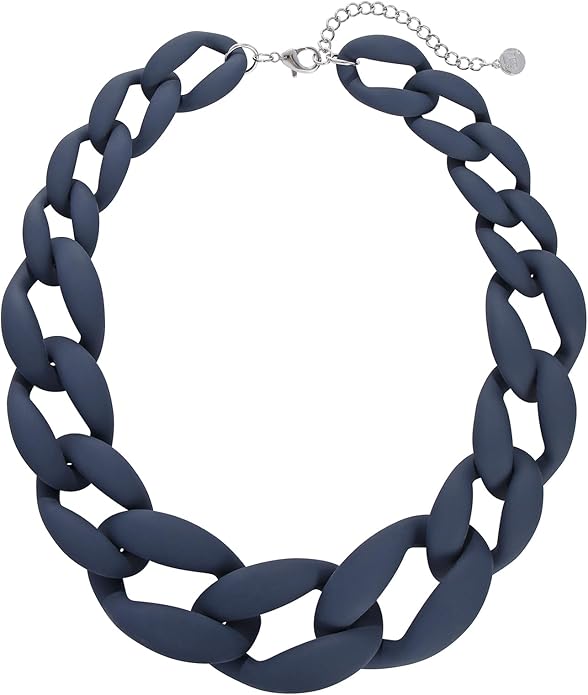 Firstmeet Chunky Acrylic Necklace Smooth Chain Link Cool Statement Choker Cuban Style Jewelry Gift for Women