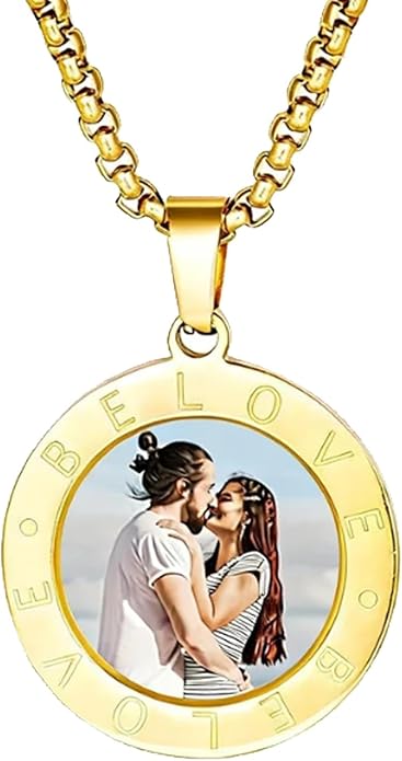 CLYLIFE Picture Necklace Personalized Photo,Custom Disc/Heart Pendant for Men Women Dad Mom Customized Necklace with Chain Photos Memorial Gifts for Mother's Day, Birthday, Anniversary