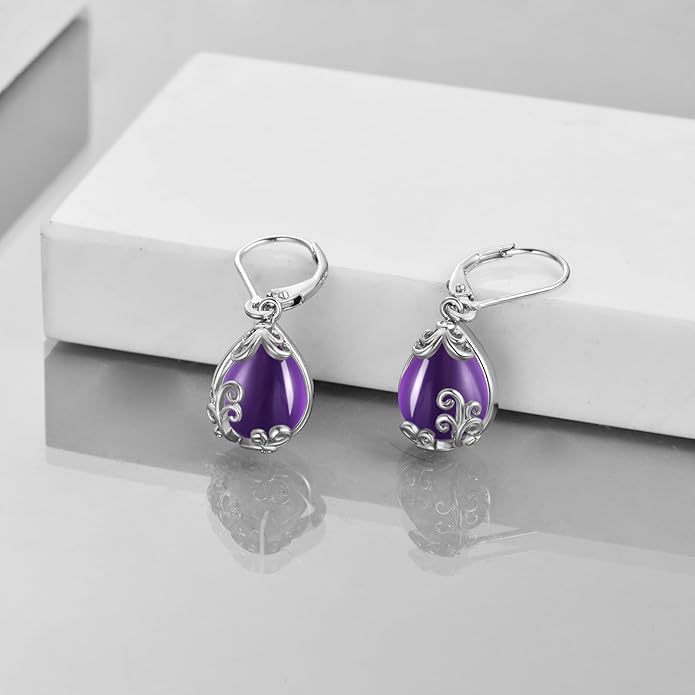 POPLYKE Celtic Filigree Teardrop Drop Dangle Earrings Sterling Silver Leverback Earrings Jewelry for Women