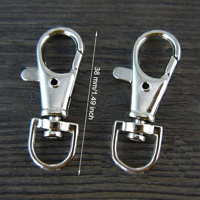 EORTA 50 Pcs 38MM Lobster Claw Clasp Stainless Steel Swivel Clasps Trigger Snap Hooks Landyard Clip Jewelry Findings for Keychain Sewing Craft DIY, Silvery