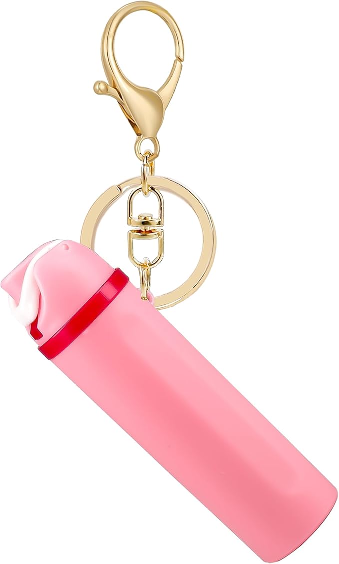 Mini Trendy Bottle Keychain Accessories Compatible with Owala Water Cute Tumbler Cup Chapstick Lip Balm Holder Charms
