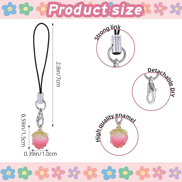 BEEFLYING Cute Charms for Mobile, Kawaii Charms Straps Aesthetic Y2K Cell Phone Pendants Accessories for Phone Bag Keychain Airpods Camera Wallet Decor