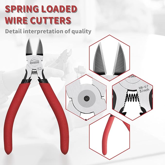 Mini Jewelry Pliers Set – 5″ Needle-Nose & 14 AWG Flush Wire Cutters for Crafts, Zip-Tie Sprue Nippers 2pc Kit