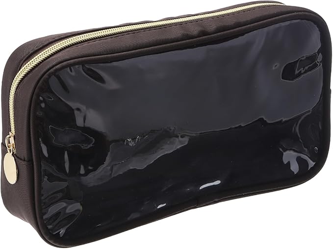 uxcell Clear Makeup Bag Small Cosmetic Bag Case Transparent Toiletry Organizer with Zipper, Portable Makeup Pouch for Daily Use Travel, Medium, Chocolate