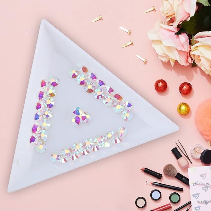 Jollin Glue Fix Crystal Flatback Rhinestones Glass Diamantes Gems for Nail Art Crafts Decorations Clothes Shoes(ss6 2880pcs, Transparent AB)