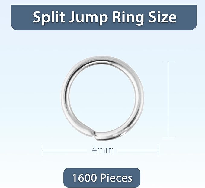 Mandala Crafts 4mm Silver Colored Double Jump Rings for Jewelry Making - 1600 Pcs Small Split Key Rings Set for Crafts, DIY Keychains, and Accessories