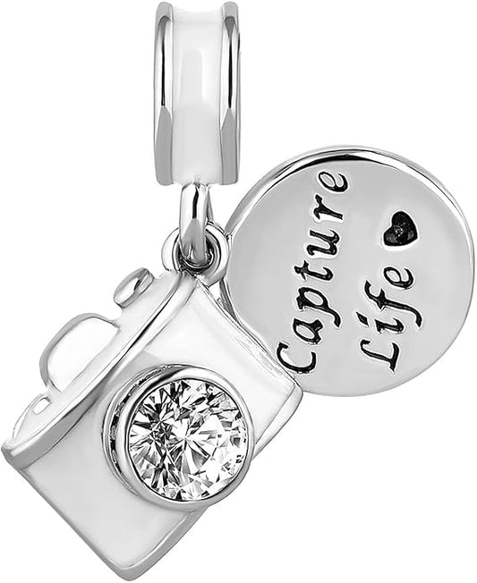 Travel Charms fits Pandora Bracelets for Women Luggage Camera Silver Charm for Bracelets Necklace Pendant for Women Birthday Jewelry