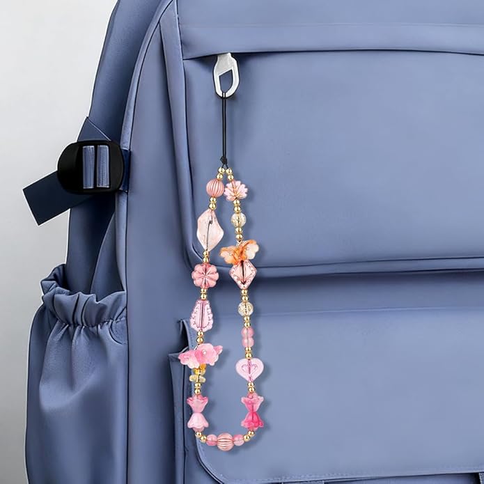 Resin Flower Phone Charm Wrist Strap Phone Chain Wristlet Beaded Camera Wrist Strap Cute Cellphone Charms Beaded Bag Charm Vintage Cellphone Keychain Aesthetic Purse Charms Decorations for Women