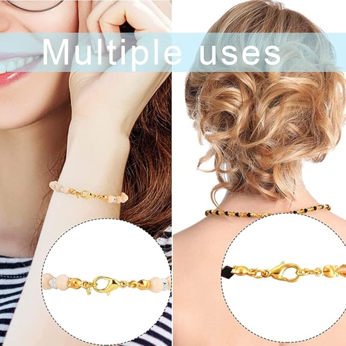 1200 Pcs Jewelry Making Accessories Set with 100 Pieces Lobster Claw Clasp 300 Pieces Bead Tips Knot Covers 400 Pieces Crimp Tube Beads and 400 Pieces Open Jump Ring Connectors for DIY Jewelry (Gold)