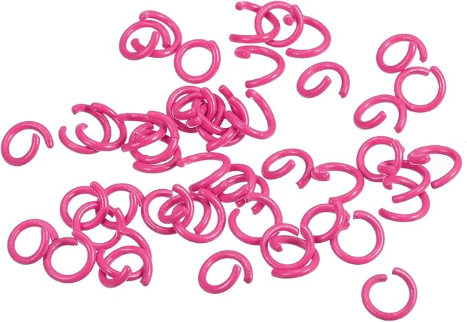 uxcell Open Jump Rings, 8mm Colorful O-Ring Connectors for DIY Crafts Jewelry Making, Carbon Steel, Rose Red, 100Pcs