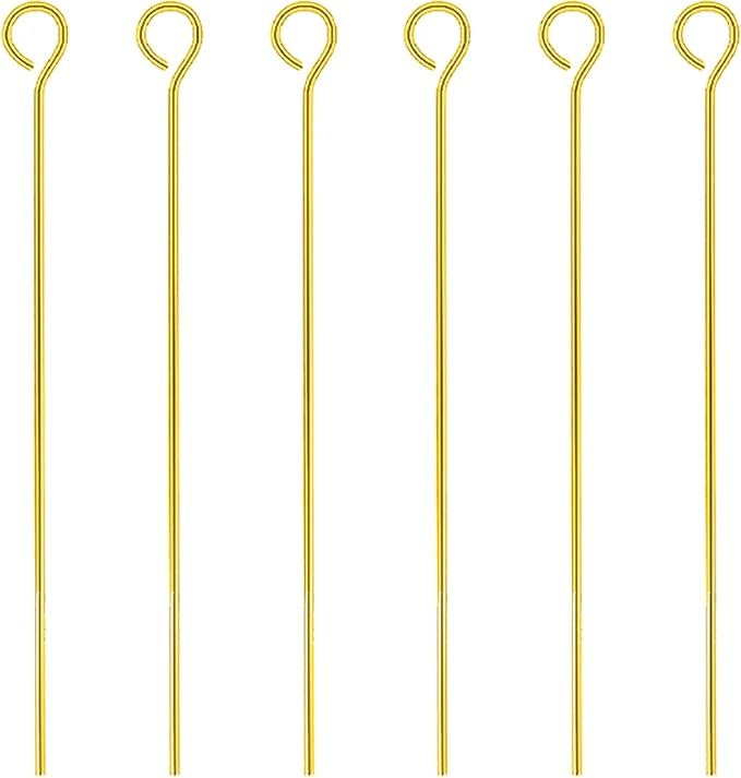 Mandala Crafts 200 2 Inch Gold Eye Pins for Jewelry Making Earring Making Supplies Jewelry Findings Open Eye Head Pins for Earrings DIY Bracelets Rosary Charms