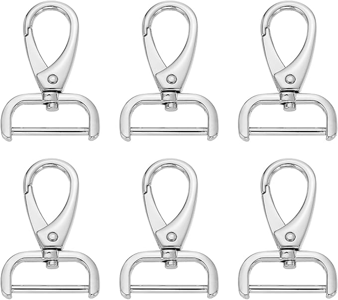 HARFINGTON 6pcs Detachable Snap Hook Swivel Clasp 1" (25mm) Zinc Alloy Lobster Claw Clasp for Keychain Lanyard Purse DIY Purse Strap, White
