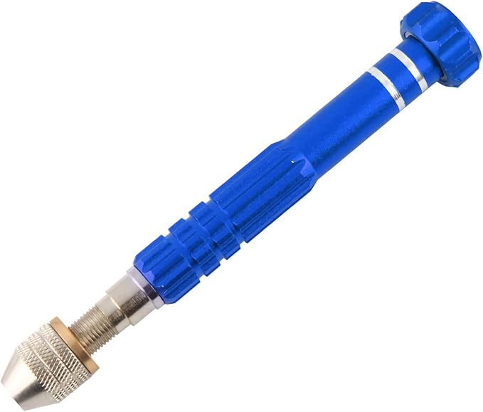Larcele Precision Pin Vise Hand Drill, 3 Jaw Chuck, Keyless Aluminum Manual Craft Drill for Clamping 0" to 1/8" Micro Drill Bits SDZKQ-02 (Blue)