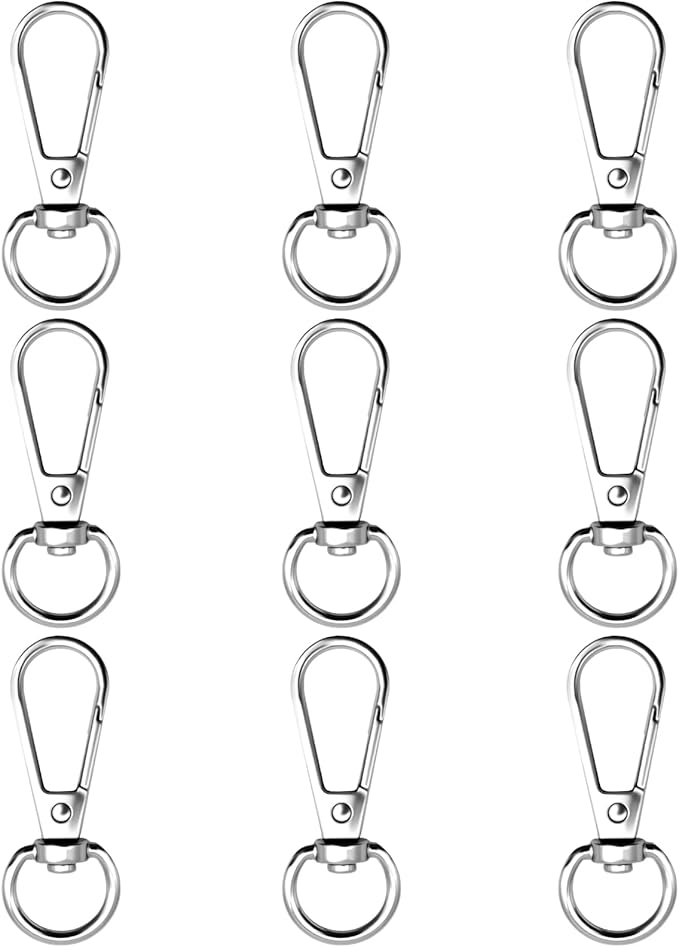 12pcs Swivel Push Gate Snap Hooks Clasps for DIY Crafts Keychain Clip Purse Handbag Making Accessories (Silver,Large(46mm))