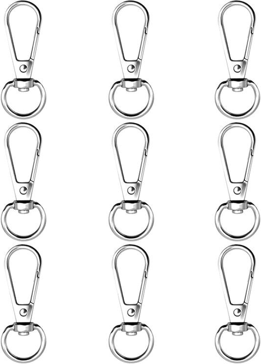 12pcs Swivel Push Gate Snap Hooks Clasps for DIY Crafts Keychain Clip Purse Handbag Making Accessories (Silver,Large(46mm))