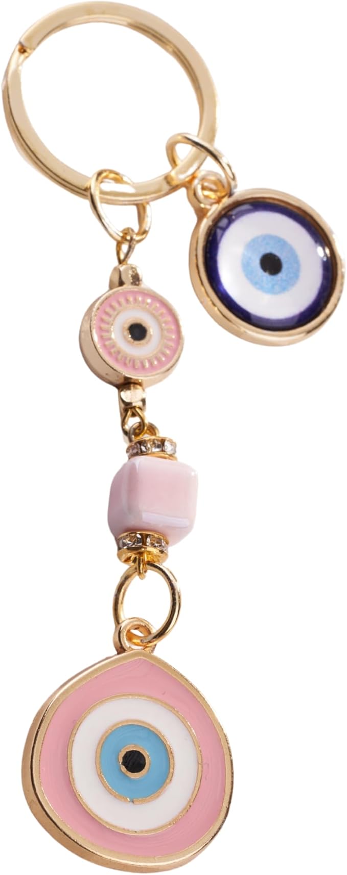 BCS Evil Eye Keychain Bag Charm - Good Luck & Protection Amulet - Car Keyring Purse Accessories for Women
