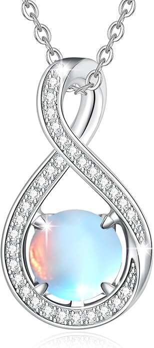 FANCIME Birthstone Necklaces for Women Fine Jewelry Sterling Silver Infinity Pendant Anniversary Birthday Gifts for Her Women Wife Mom Lady Daughter, Chain 16"+2" Extend