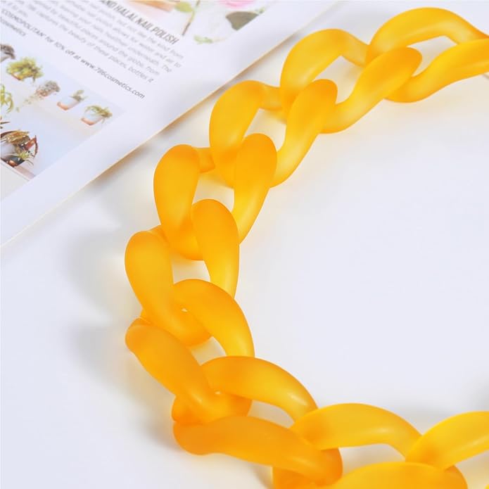 Firstmeet Chunky Acrylic Necklace Smooth Chain Link Cool Statement Choker Cuban Style Jewelry Gift for Women
