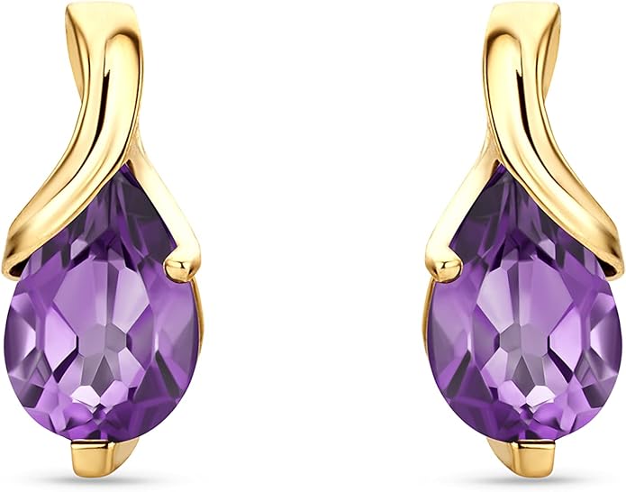 Orovi 0.40Inch 14K Gold Earrings for Women in 14K White Gold/Yellow Gold 585 with Pear-Shape Rubies/Sapphires/Emeralds/Blue Topaz/Amethysts Gemstones, Handmade Jewelry for Women, Dangle Earrings