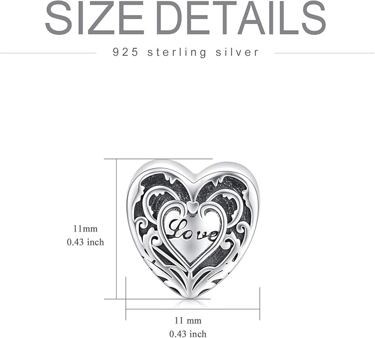 LONAGO 925 Sterling Silver Personalized Photo Charm Fit Compatible for Bracelet Necklace Customized Heart Round Shape Picture Bead