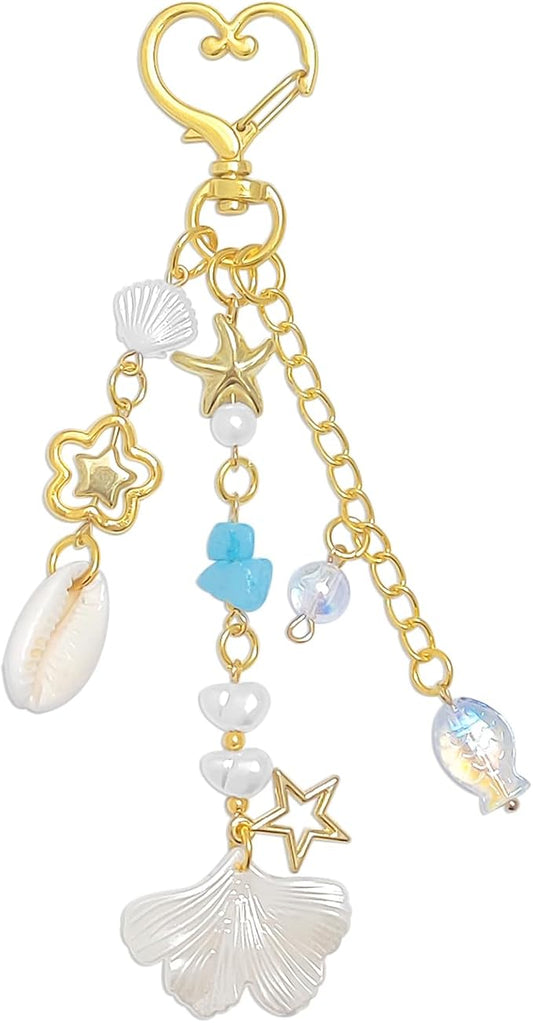 Y2K Aesthetic Keychains for Women Cute Flowers Star Cake Jellyfish Keychins Charms Kawaii Bag Purse Decor