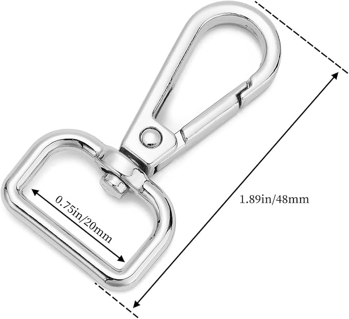 9 Pcs D Ring Swivel Lobster Claw Clasp Push Gate Snap Hooks Trigger Clips for DIY Crafts Keychain Purse Handbag Making,3/4 Inch Silver