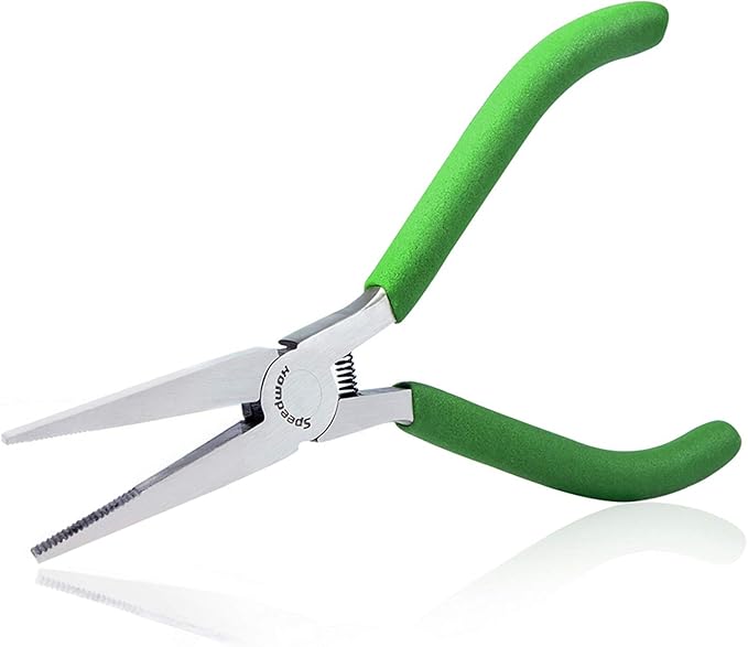 SPEEDWOX Mini Flat Nose Pliers Thin 5 Inches Small Duck Bill Pliers Fine Needle Nose Pliers Micro Chain Nose Pliers Precision Jewelry Making Hand Tools Professional Beading Hobby Work Craft