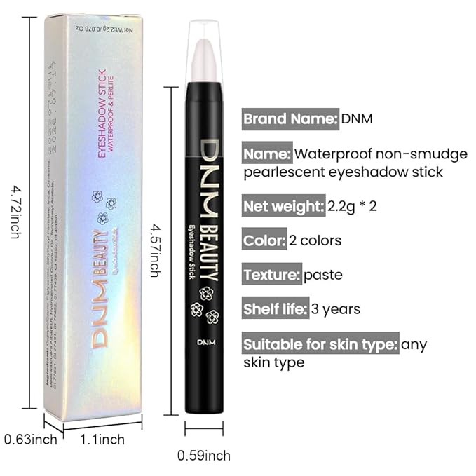 evpct 2Pcs Cream Eyeshadow Sticks Set for Eyes Waterproof, Champagne Shimmer & Pearl Shimmer Matte Eye shadow Stick Pencil Pen Bulk sombras en crema para ojos 17+18