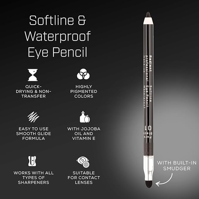 Radiant Professional Waterproof Eyeliner Pencil - Eyeliner Waterproof Smudge Proof for Woman - Long Lasting Under Eye Pencil for Smoky Eye - Soft Waterline Eye liner Smudger Tool, Green (21)