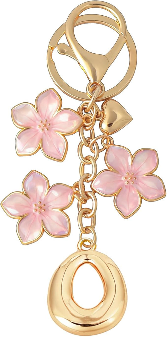 Snycler Bubble Initial Keychain Graceful Flower for bags car remote–A-Z Letter Charms for Women