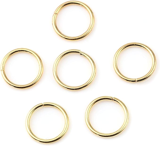 HDSupplies 200 Pieces - 8mm Jump Rings Gold Tone Plated - 18 Gauge (1mm Thickness)