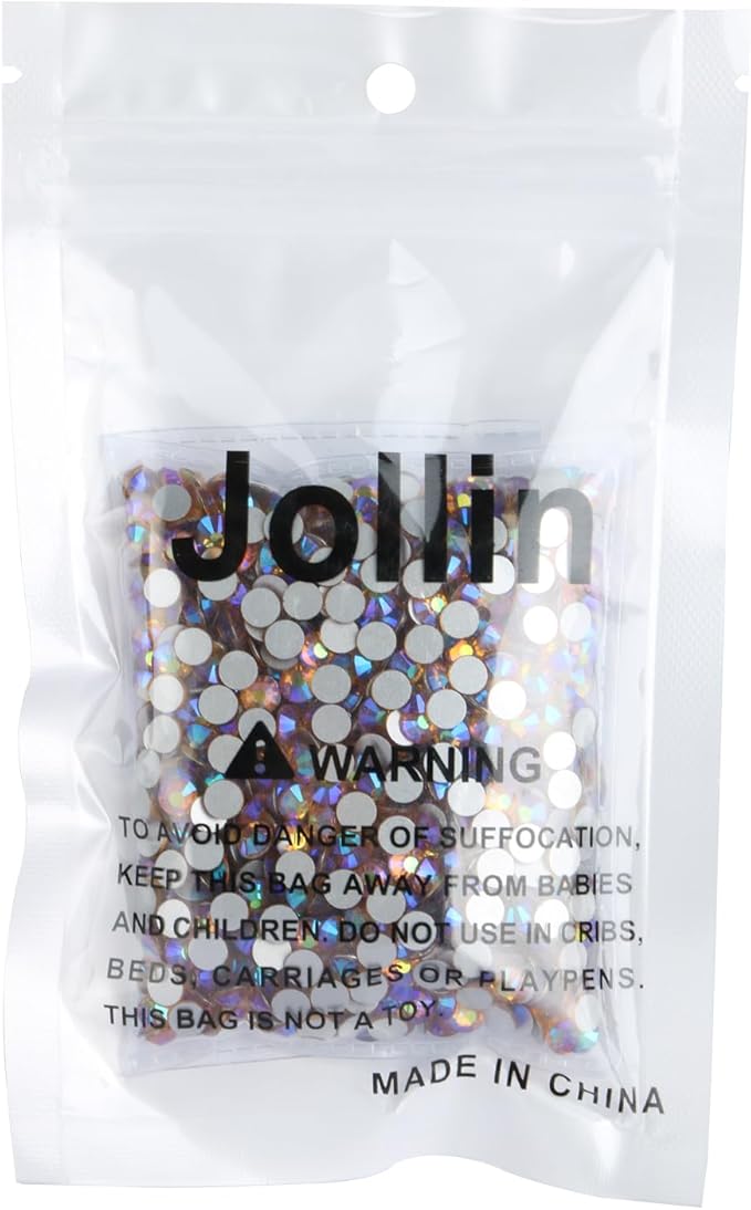 Jollin Glue Fix Crystal Flatback Rhinestones Glass Diamantes Gems for Nail Art Crafts Decorations Clothes Shoes(ss20 1440pcs, Topaz AB)