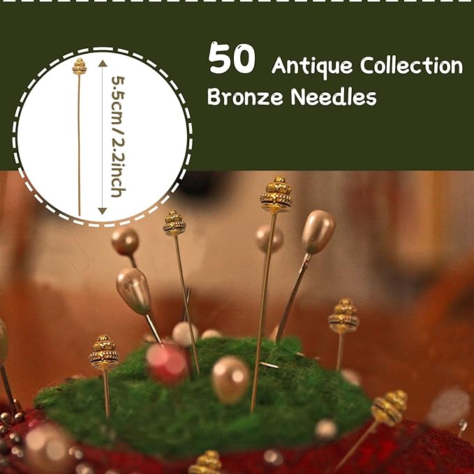 Ecloud Shop 50 Antique Tibetan Gold Tone 55mm Head Pins Needles Fashion