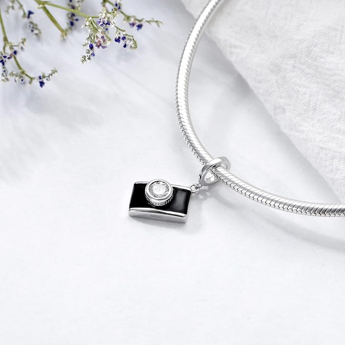 LONAGO 925 Sterling Silver Personalized Photo Charm Fit Snake Bracelet Necklace Customized Image Picture Bead for Women