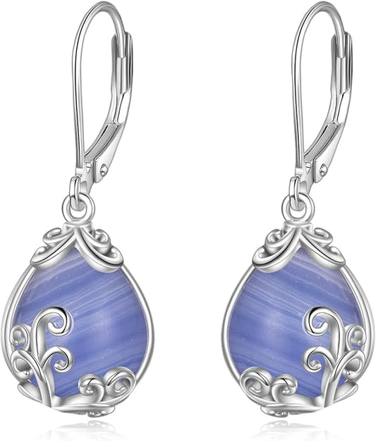 POPLYKE Celtic Filigree Teardrop Drop Dangle Earrings Sterling Silver Leverback Earrings Jewelry for Women