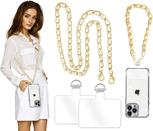 2Pcs Phone Crossbody Lanyard and Wrist Strap, Universal Cell Phone Lanyard Strap with 2Tether Tab