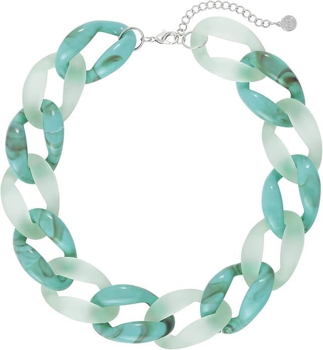 Firstmeet Chunky Acrylic Necklace Smooth Chain Link Cool Statement Choker Cuban Style Jewelry Gift for Women