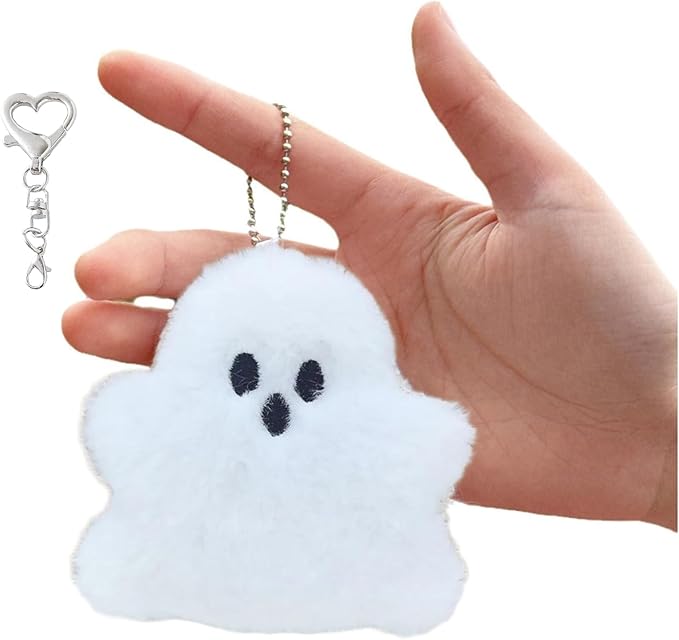HUIJUFU Halloween Ghost Plush Keychain Cute Purse Bag Backpack Handbag Charms White
