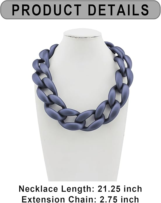 Firstmeet Chunky Acrylic Necklace Smooth Chain Link Cool Statement Choker Cuban Style Jewelry Gift for Women