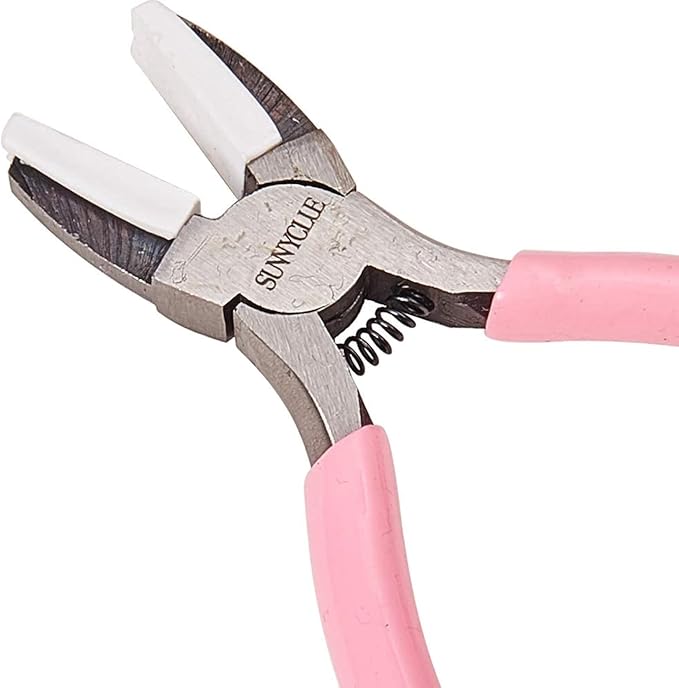 SUNNYCLUE 5.5 Inch Double Nylon Jaw Flat Nose Mini Precision Pliers Wire Forming Bending Tools Small Pliers for DIY Jewelry Making Hobby Projects Women Craft Tool Pink