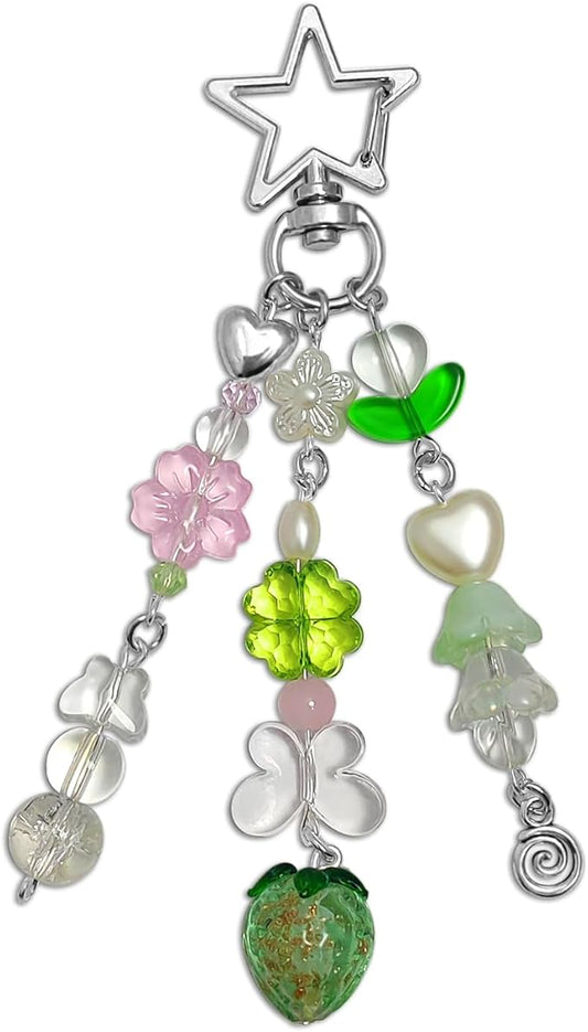 Keychain Bag Accessories Cute Cherry Strawberry Flower Keychains Accessories Decor for Keys Bags Purses Gift